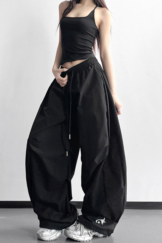 Relaxed Fit Wide Leg Casual Pants