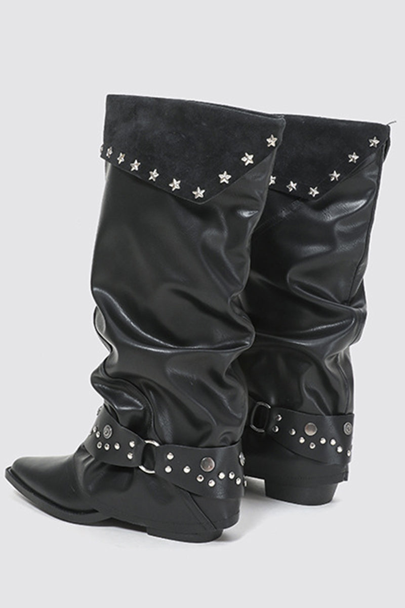 Star Studded Slouchy Knee-High Boots