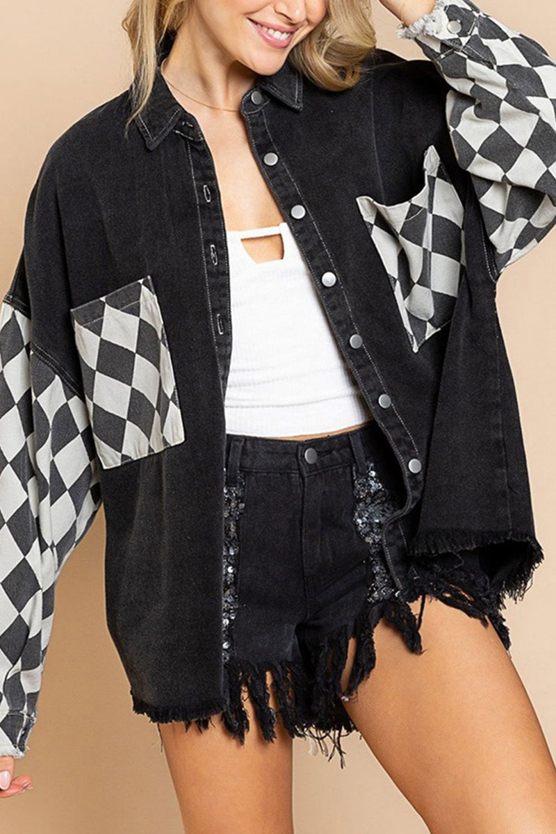 Geometric Pattern Button-Up Jacket