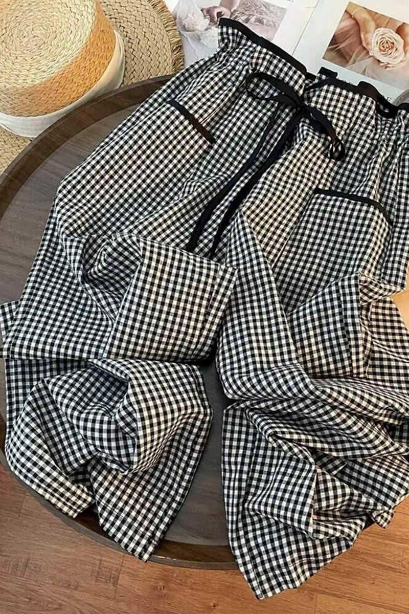Plaid High Waist Casual Pants