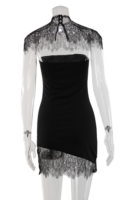 Lace Illusion Neckline Bodycon Dress