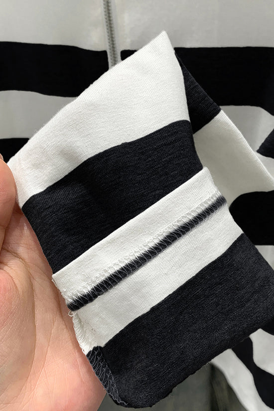 Striped Hooded Zip-Up Jacket