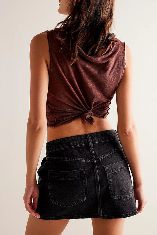 Asymmetric Buttoned Denim Shorts