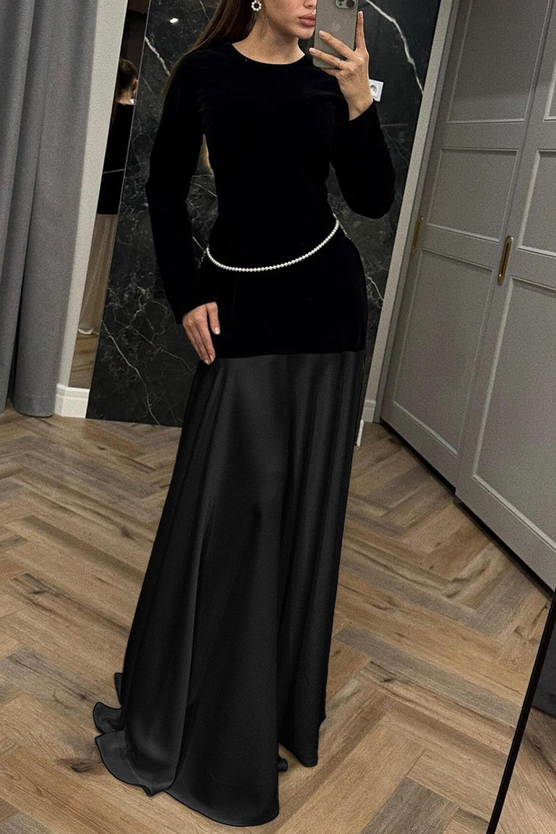 Elegant Long Sleeve Floor-Length Dress