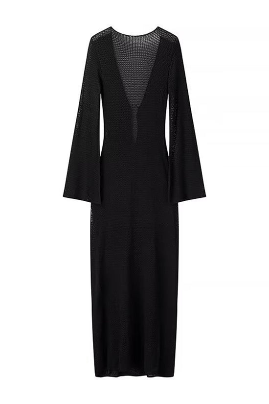 Deep V-Neck Long Sleeve Bodycon Dress