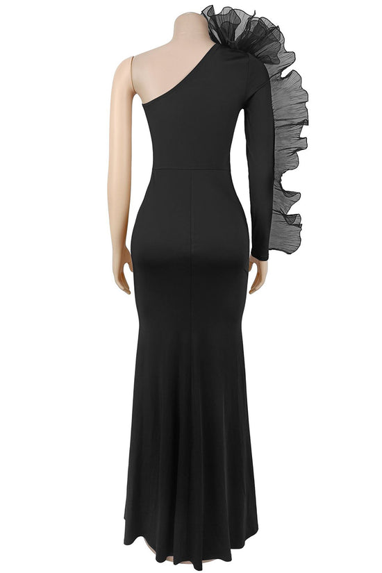 One-Shoulder Ruffle Maxi Dress