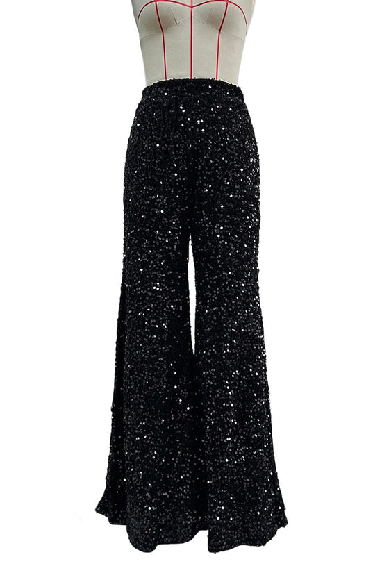 Glittering Wide-Leg Party Pants