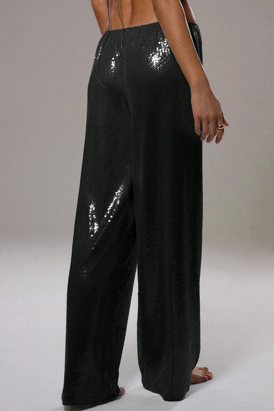 Sparkly Wide-Leg Casual Pants