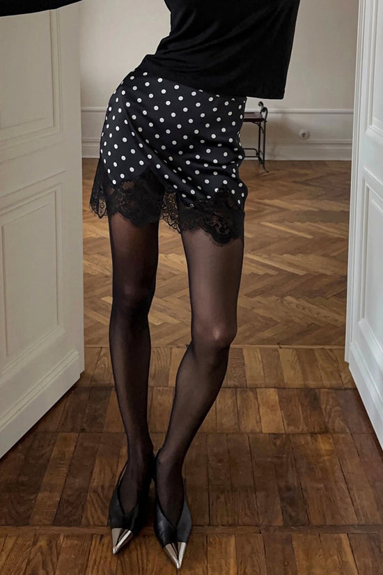 Polka Dot Lace Mini Skirt