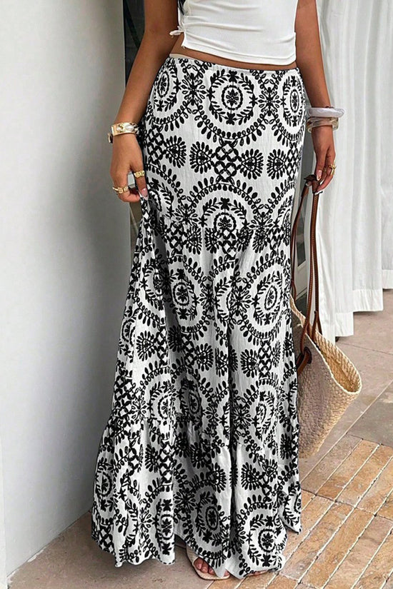 Elegant Printed Midi Skirt