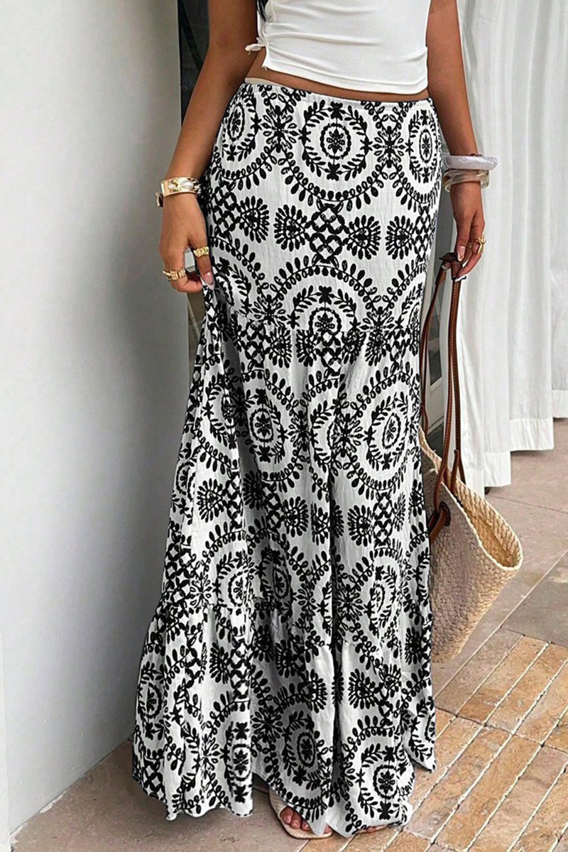 Elegant Printed Midi Skirt
