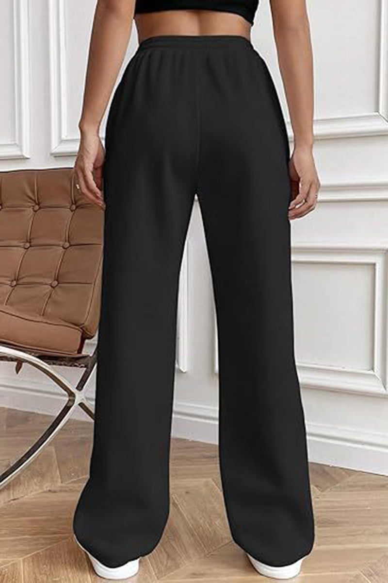 Elegant Drawstring Casual Wide-Leg Pants
