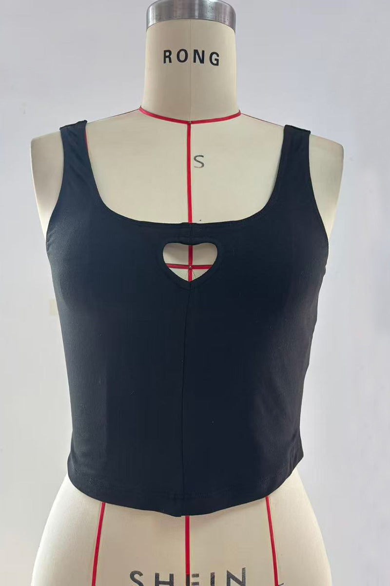 Heart Cut Out Sleeveless Tank Top
