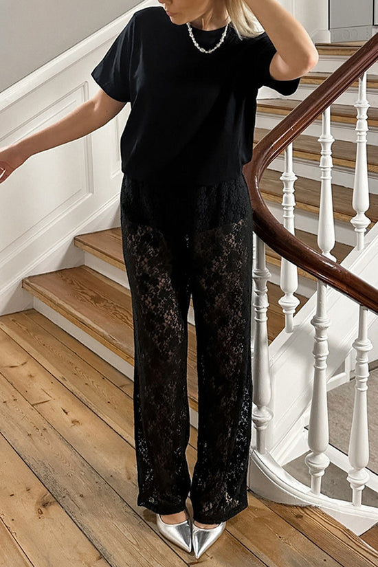 Lace Pattern Casual Pants