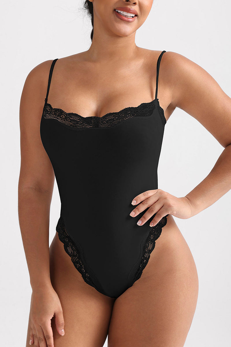 Elegant Lace-Trim Bodysuit