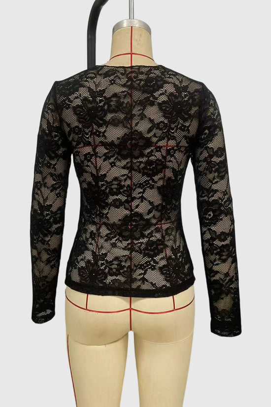 Lace Long Sleeve Bodycon Top
