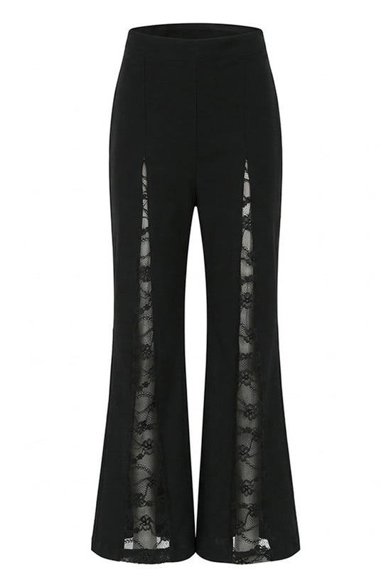 Elegant Lace Panel Wide-Leg Pants