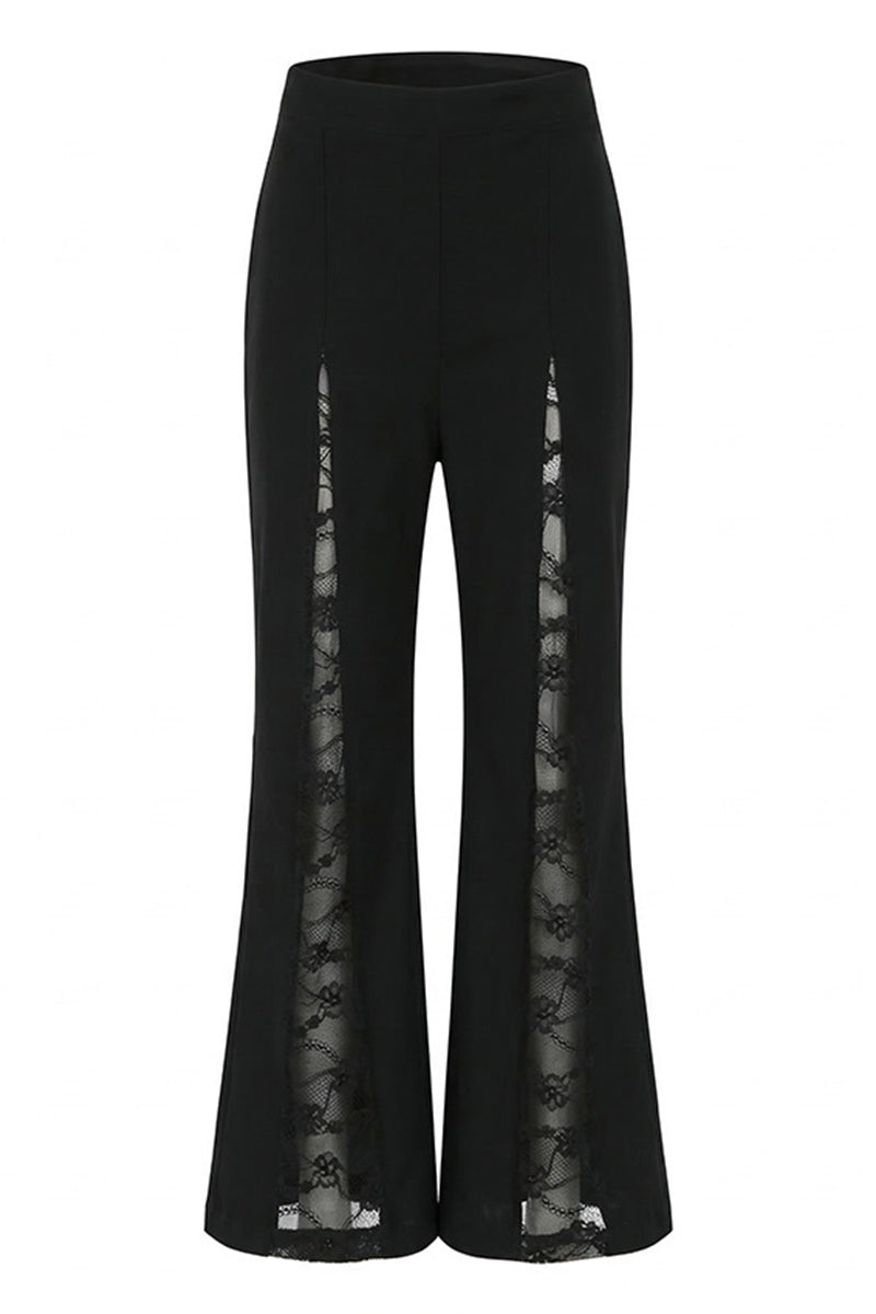 Elegant Lace Panel Wide-Leg Pants