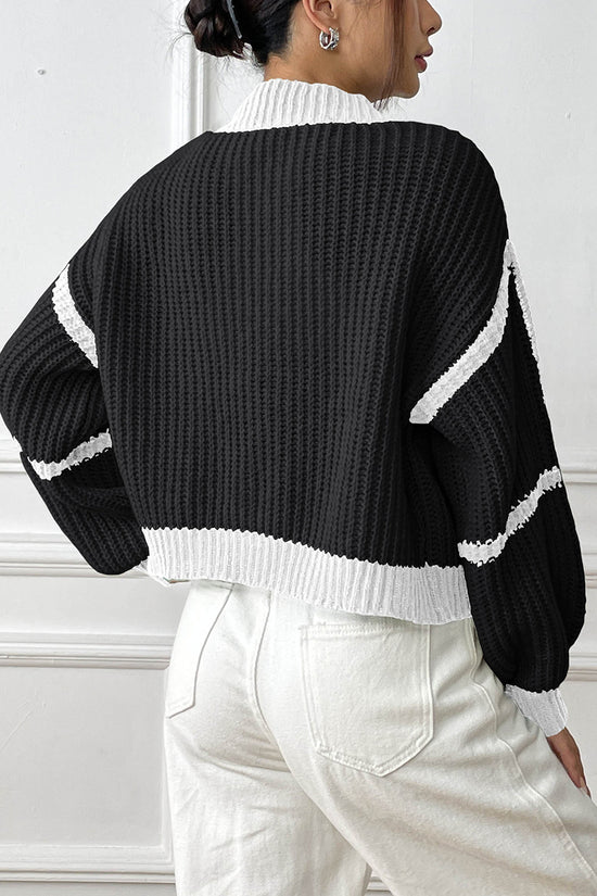 Striped Knit Open-Front Cardigan