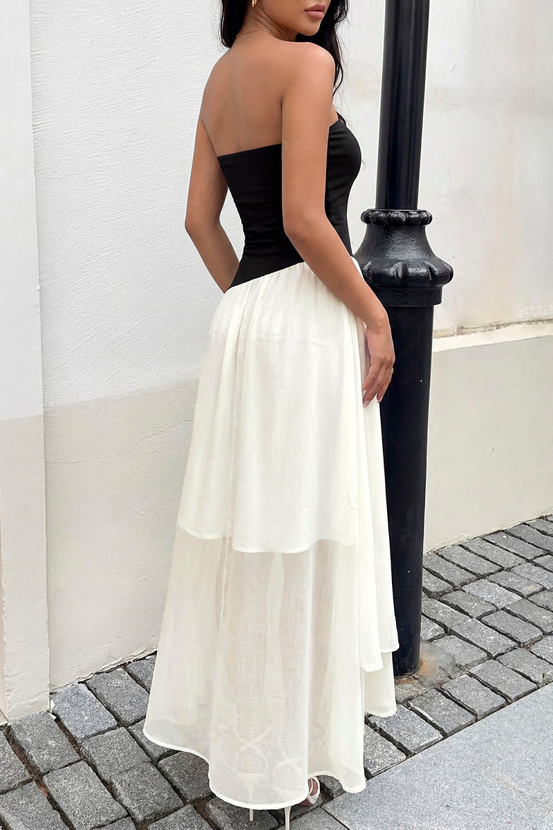 Strapless Bow Embellished Casual Dress