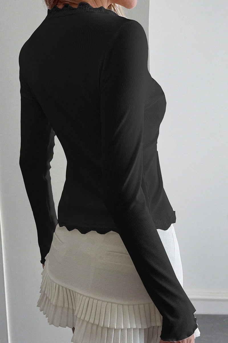 Elegant V-Neck Buttoned Blouse