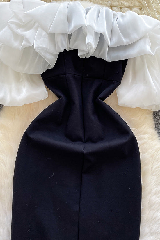 Off-Shoulder Ruffle Evening Dress