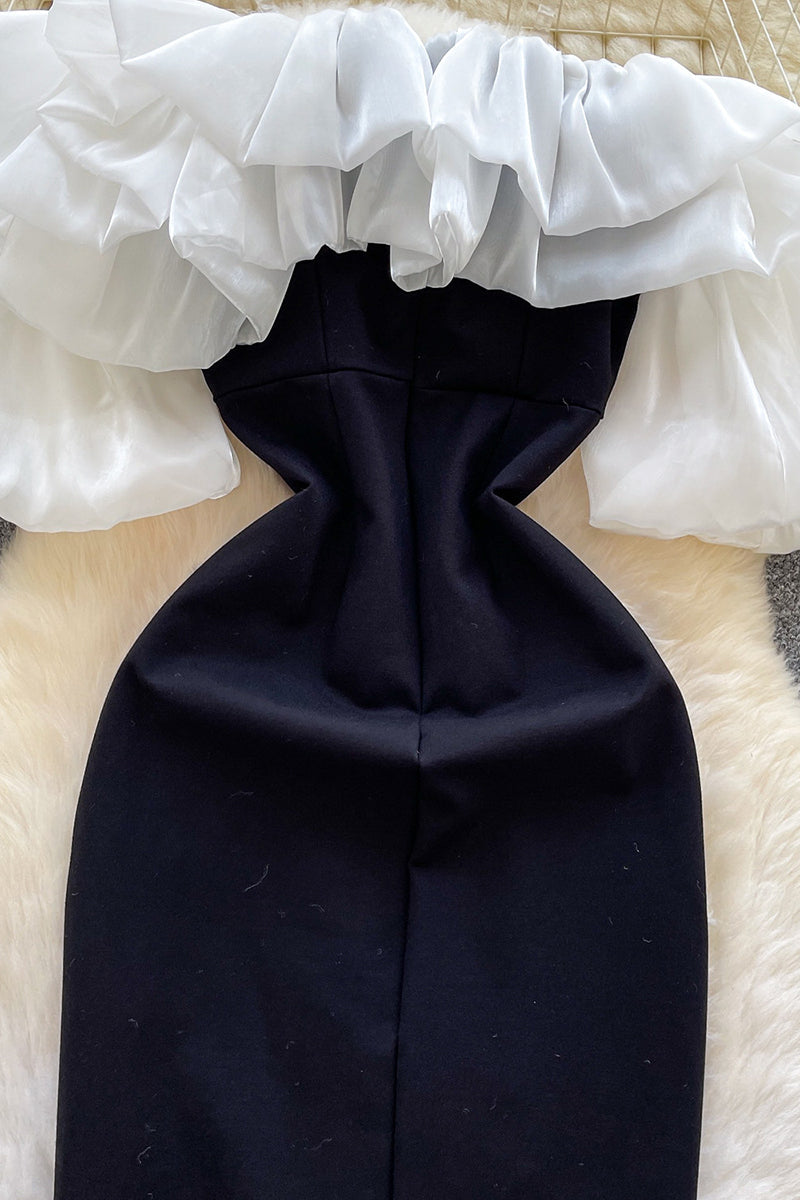 Off-Shoulder Ruffle Evening Dress