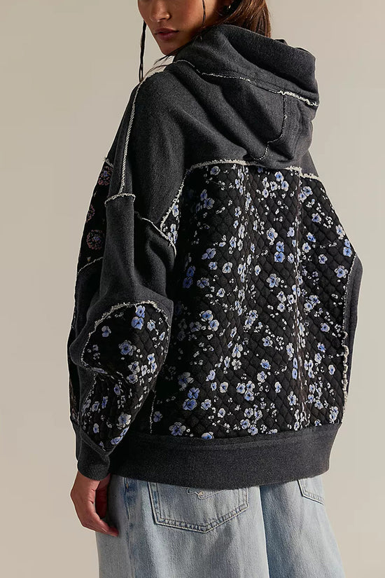 Patchwork Floral Hooded Sweatshirt