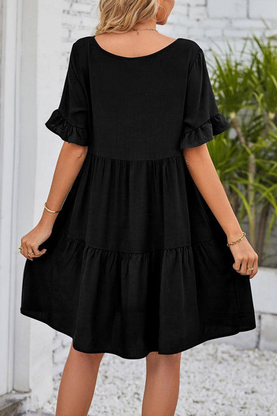 Tiered V-Neck Casual Dress