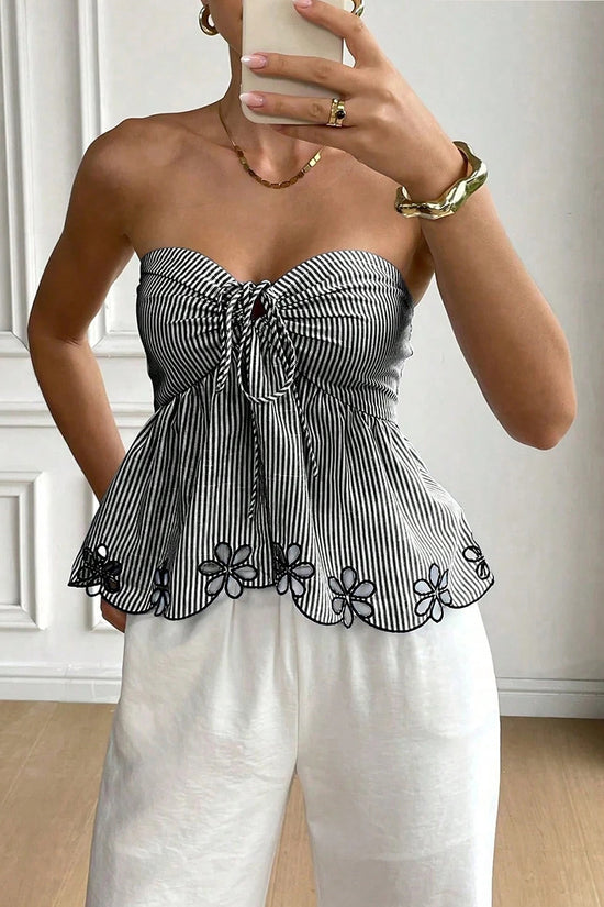 Striped Print Strapless Tank Top