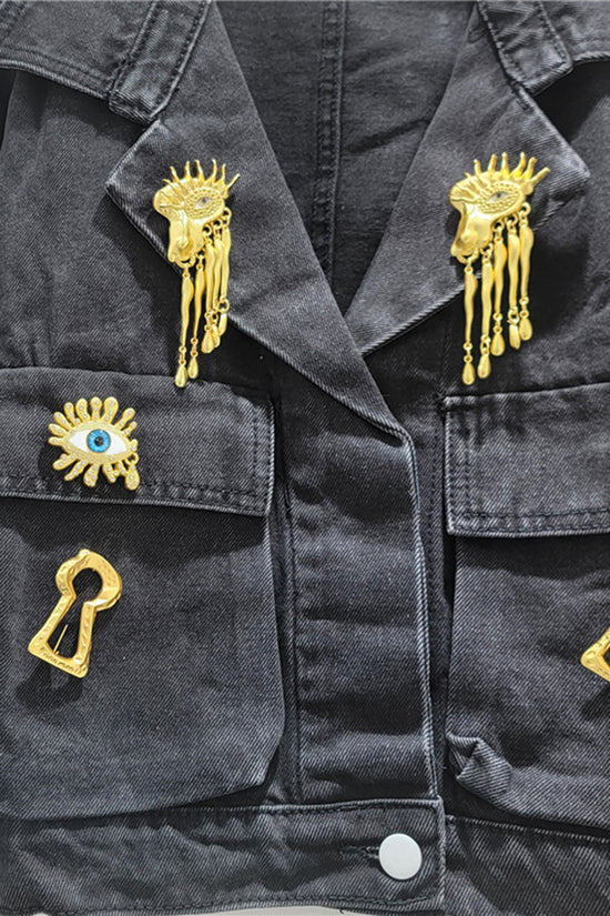 Embellished Cropped Denim Jacket