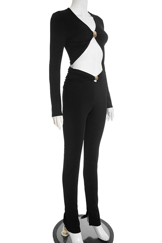 Cut-Out Long Sleeve Pants Set