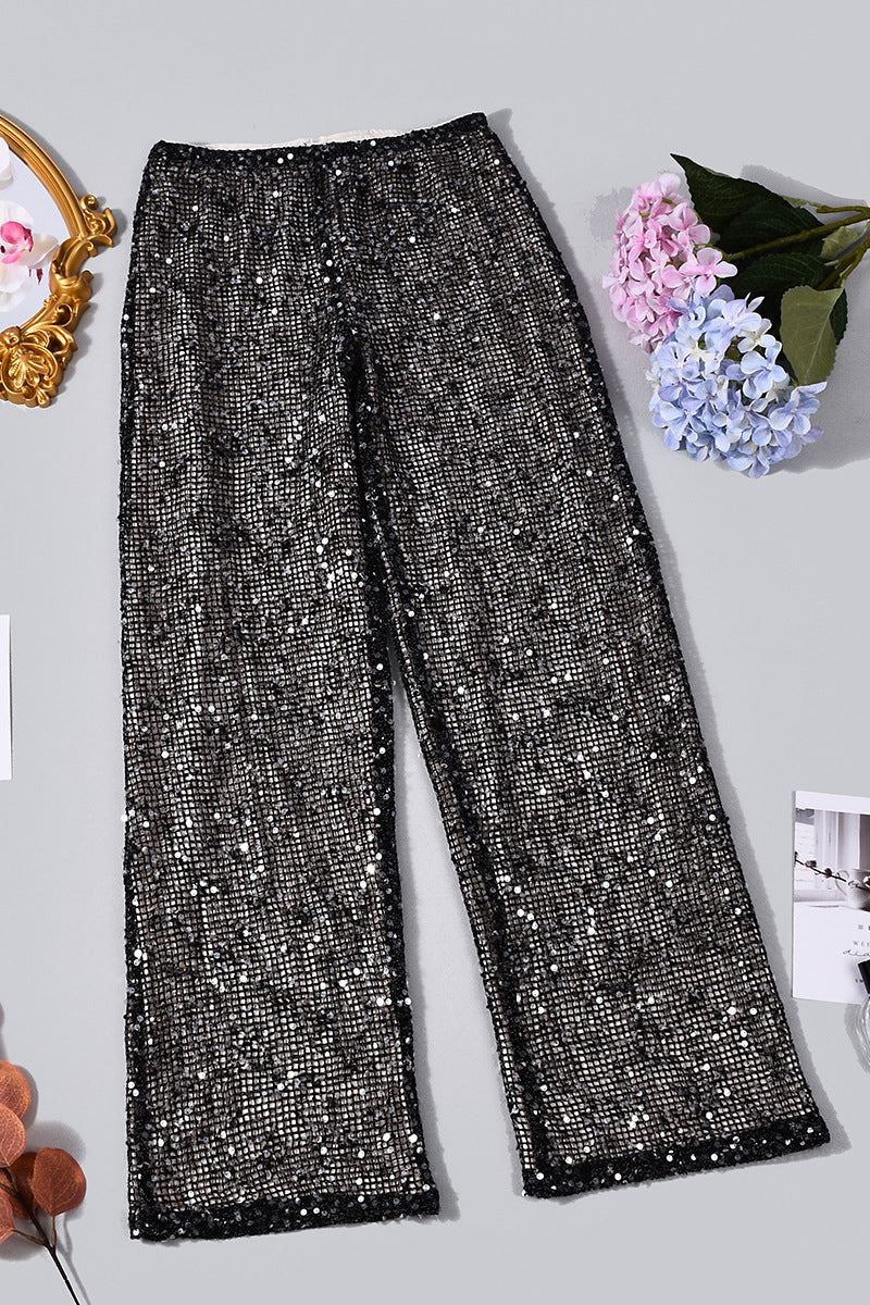 Sparkling Sequin Casual Pants