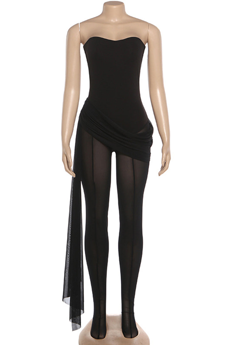 Elegant Strapless Sheer Jumpsuit