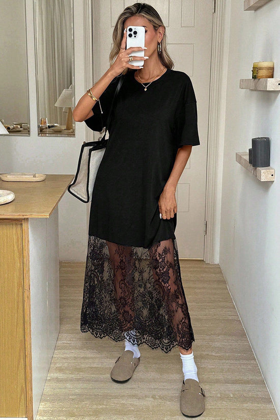 Lace Panel Casual  Dress
