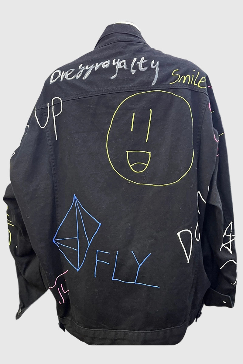 Graphic Text Print Denim Jacket