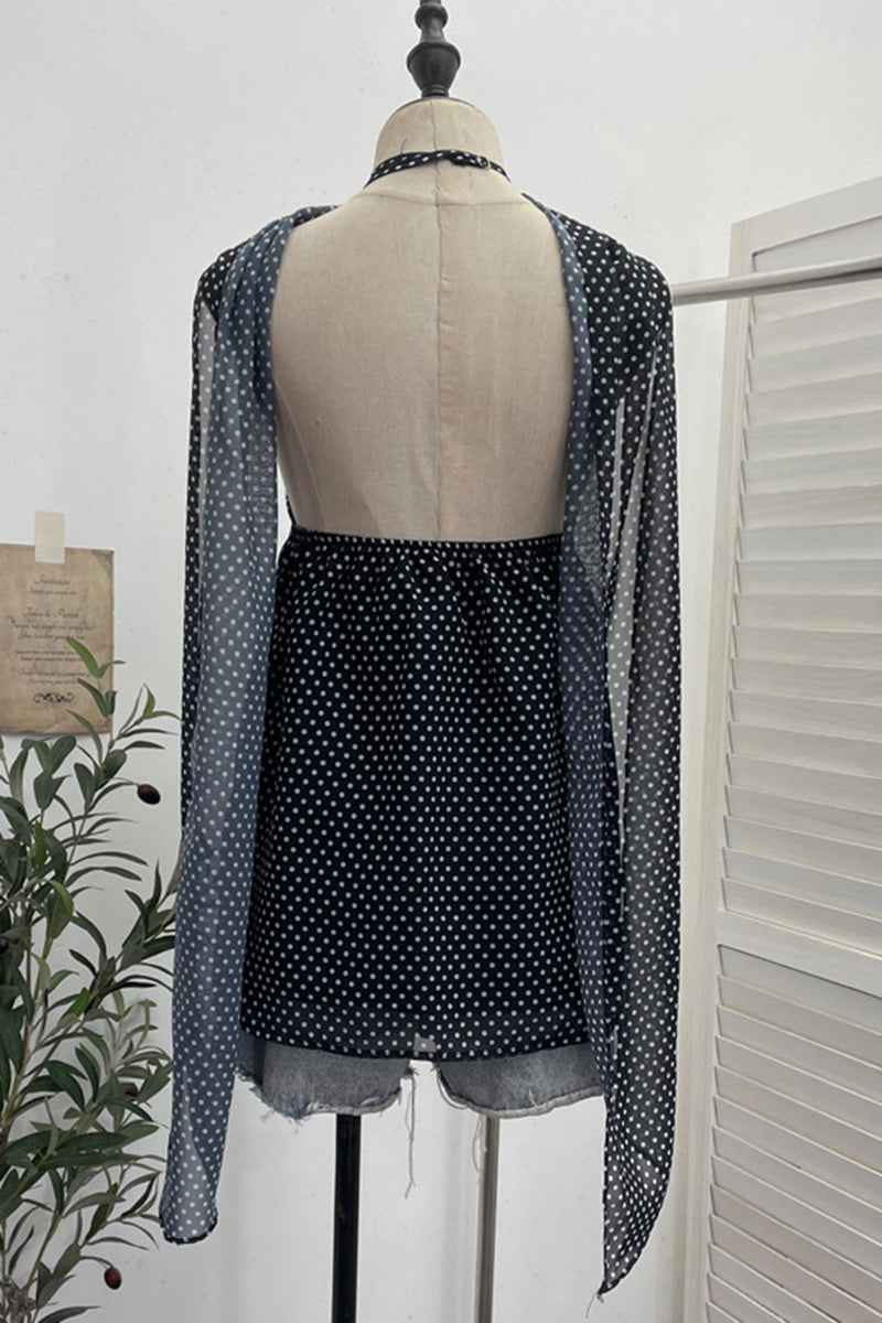 Polka Dot Halter Neck Tank Top