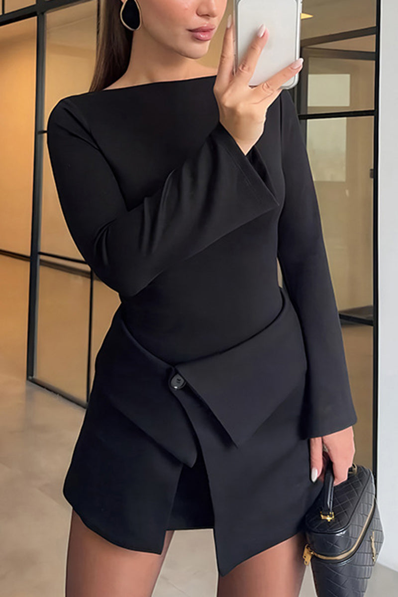 Chic Long Sleeve Skirt Set