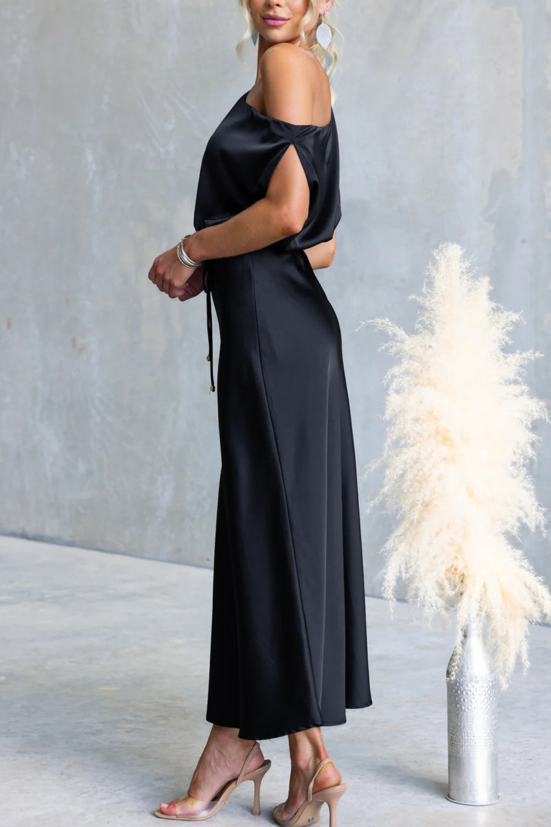 One-Shoulder Midi Casual Dress