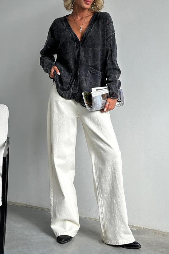 Oversized Button-Up Cardigan with Pockets