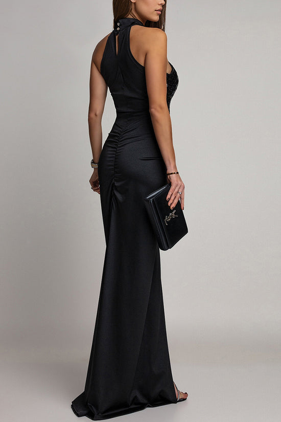 Sleeveless Sequined Bodycon Evening Dress