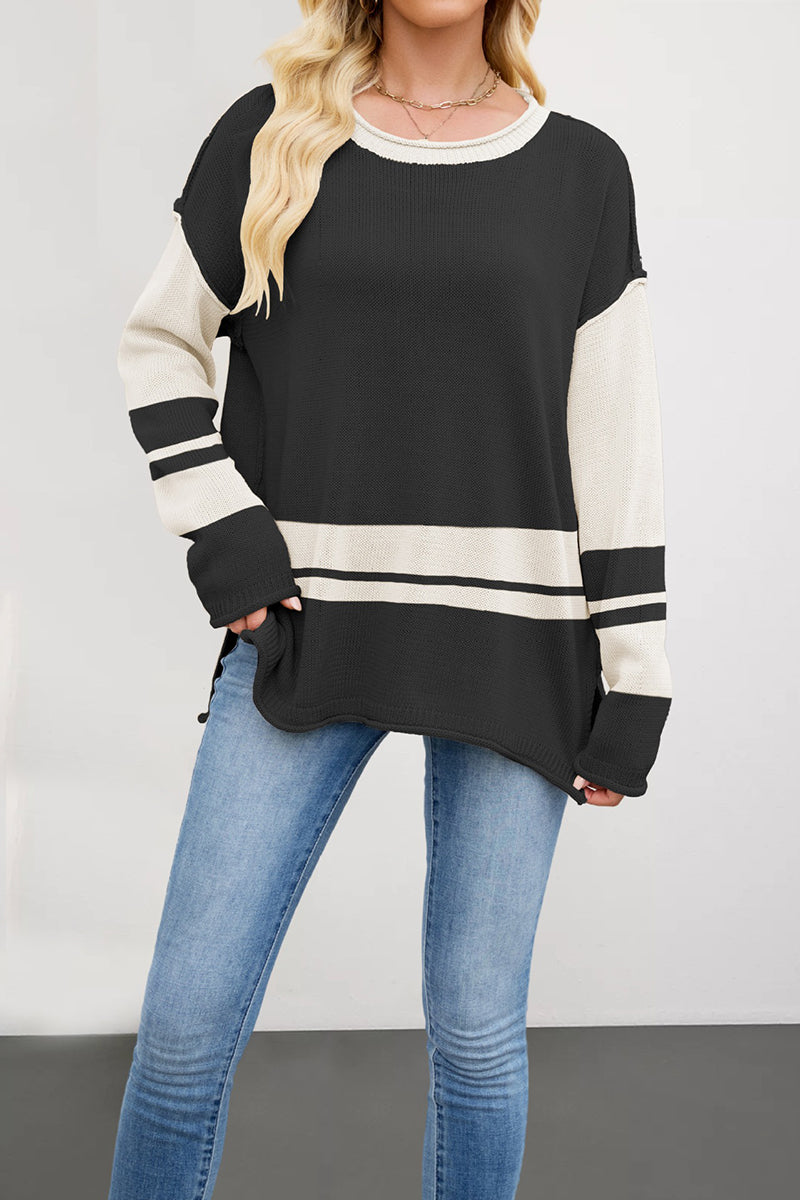 Striped Contrast Sleeve Sweater