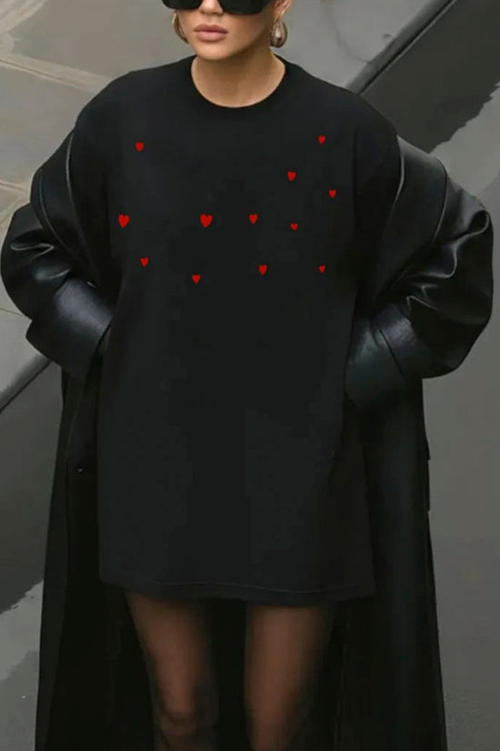 Heart Pattern Oversized T-Shirt