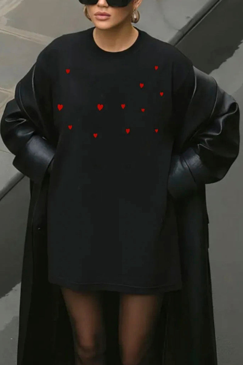 Heart Pattern Oversized T-Shirt
