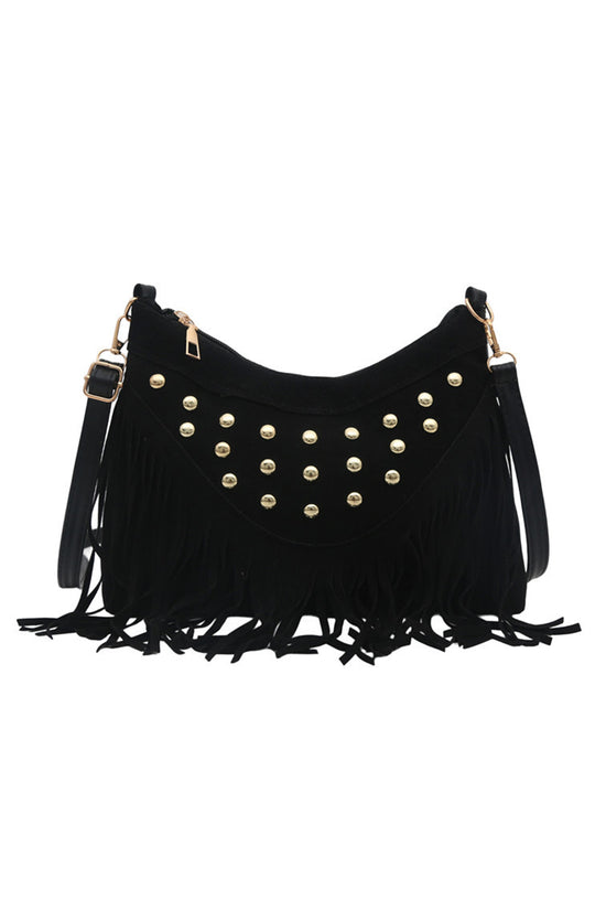 Fringe Studded Shoulder Bag