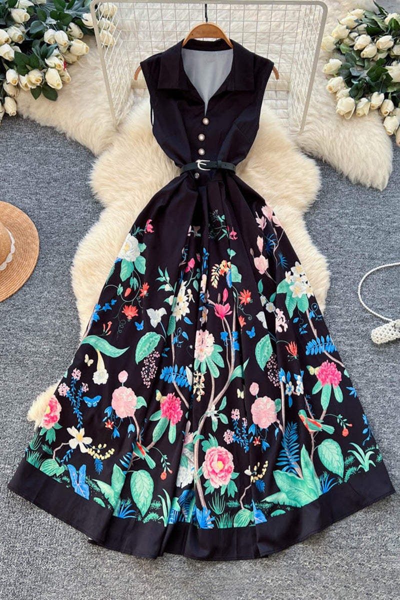 Floral Print Sleeveless Casual Dress