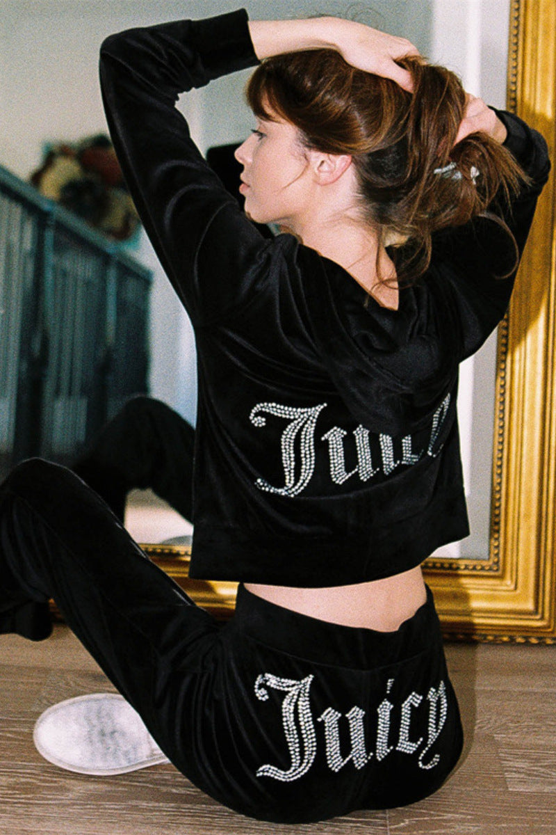 Rhinestone Hoodie Jogger Set