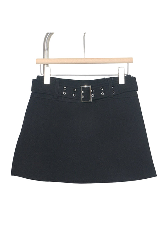 Plaid Buckle Detail A-Line Mini Skirt