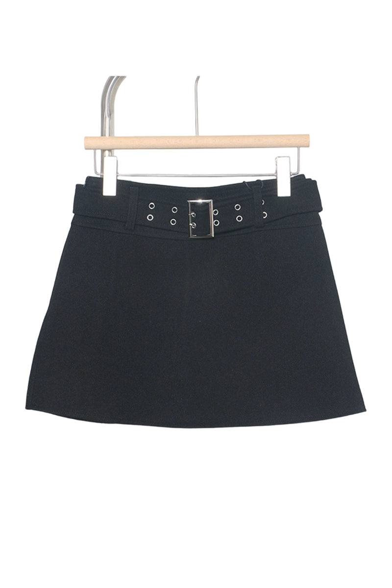 Plaid Buckle Detail A-Line Mini Skirt