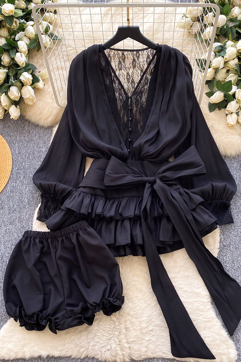 Elegant Ruffled Dress with Inner Shorts